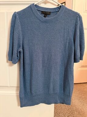 NWT Ann Taylor Blue Short Sleeve Knit Sweater